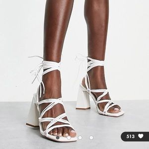 White heeled sandals